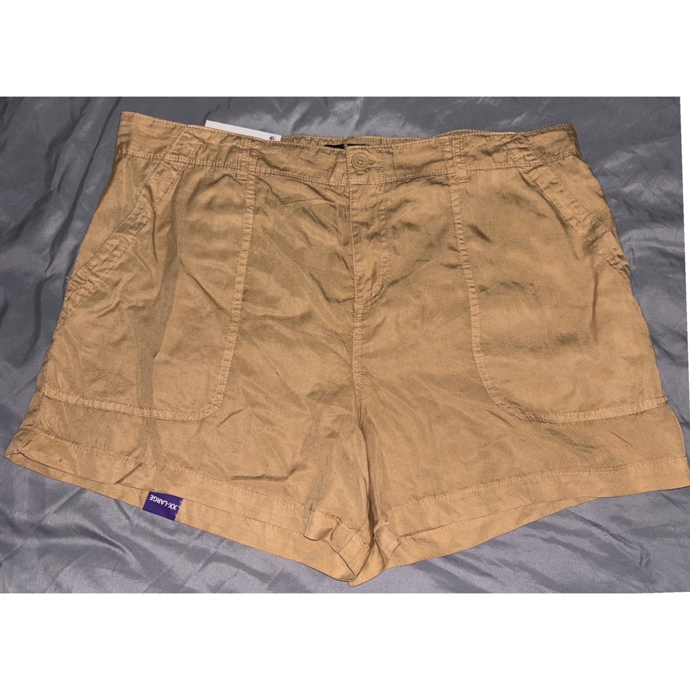 NEW Social Standard by Sanctuary Plus Size Tan Fortune Tencel Shorts, XXL